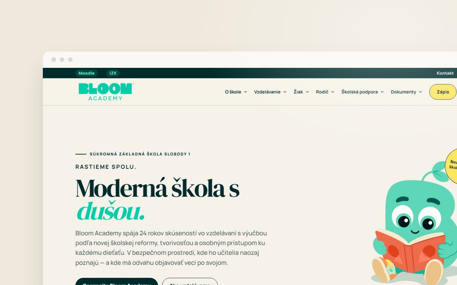 Ukážka webu Bloom Academy