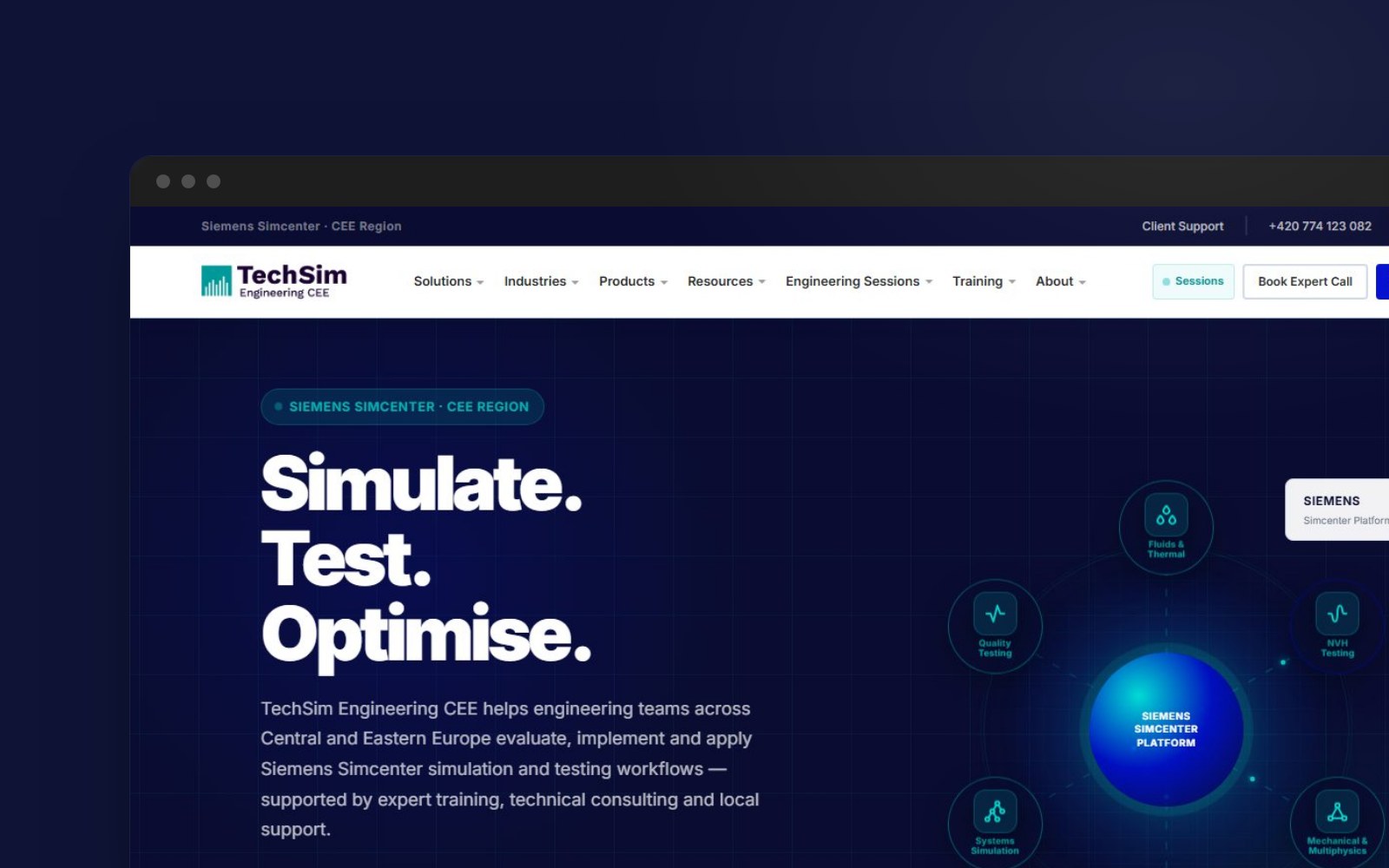 Ukážka webu TechSim